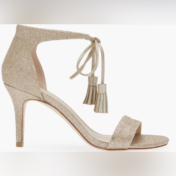 Pelle Moda Roz Mid Heel - size 10 - Gold - ankle ties with tassels - Picture 2 of 12